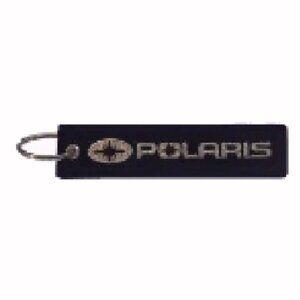 Polaris Black-White Key Chain Fob Embroidered - NEW Fast Ship